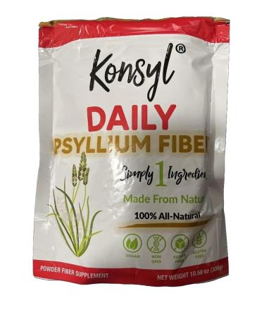 Konsyl Daily Psyllium Fiber - Non-GMO Vegan Keto-Friendly Fiber Supplement Powder - Supports Digestive Health - 300g / 10.58 oz (Pack of 01)