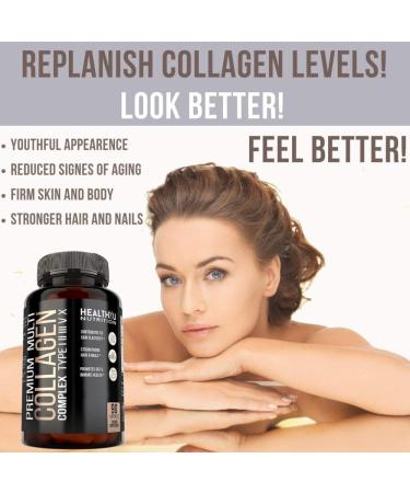 Premium Multi Collagen Peptides Pills - Hydrolyzed Collagen Capsules for Men and Women Types 1 2 3 5 10 - Collagen Supplements for Men - Colageno Hidrolizado Pastillas para Hombre Mujer 90 caps - Buy Online on GoSupps.com