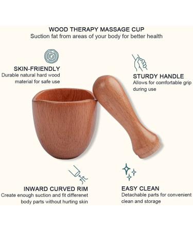 Wooden Handheld Massage Cup | Anti-Cellulite Lymphatic Drainage Tool for Muscle Tension Relief - Maderotherapy and Wood Therapy Trigger Point Release - Buy Online on GoSupps.com