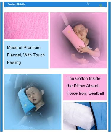 Crazy Bean Kids Seat Belt Pads - Pink/Grey (2pcs) for Comfort & Protection - Buy Online on GoSupps.com