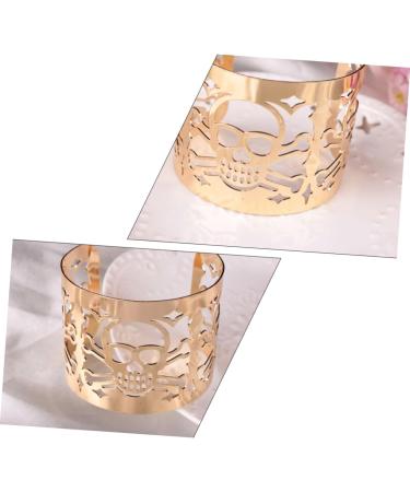 DRESSOOS Skull Cuff Bracelet Open Cuff Bracelet Friendship Bracelets for Women Halloween Friendship Women Bangle Bracelets Black Bracelet Retro Wristband Open Bangle Ghost Miss Gothic Alloy 6.3X5cm Golden - Buy Online on GoSupps.com