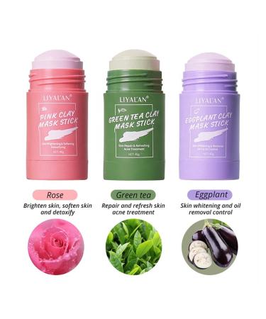 Liyalan Green Tea & Rose Mask Stick Duo - Deep Cleanse, Blackhead Remover, Skin Brightening, Pore Cleansing - Buy Online on GoSupps.com