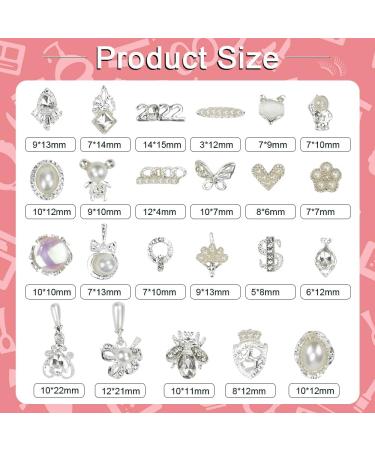Luxury Zircon Nail Overlays - 40 Pieces 3D Alloy Flower & Butterfly Nail Charms | Silver Nail Art Jewelry for Gel Nails - Buy Online on GoSupps.com
