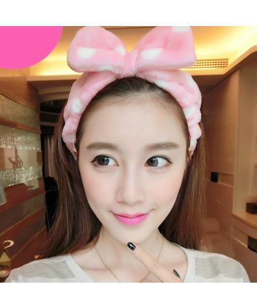 Minkissy 3PC Bowknot Makeup Elastic Headwraps - Flannel Hair Bands for Face Washing Spa & Cosmetics - Pink Blue Light Blue - Buy Online on GoSupps.com