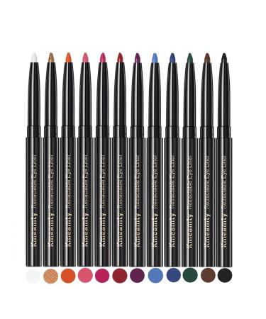 Kmeamty Gel Eye Liner Pencil Set  12 Colors Retractable Long-Lasting Smooth Waterline Eye Liner Lip Liner Eyeshadow - Vegan  Cruelty Free