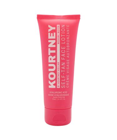 KOURTNEY Self-Tan Face Lotion - Self Tanner for Face - Gradual Face Tanner with Hyaluronic Acid - Vegan and Cruelty Free Self Tan - Medium - 1.7 oz