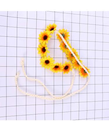SOLUSTRE Daisy Flower Headband Boho Sunflower Crown Hair Wreath Floral Garland Crown Boho Headpiece Bridal Hair Band (Yellow) - Buy Online on GoSupps.com