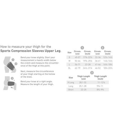 Bauerfeind Compression Skylight Bandage - Unisex Sports Compression Sleeves for Upper Leg (1 Pair) | Extra Long Thigh Support for Ball & Endurance Sports - Black - Buy Online on GoSupps.com