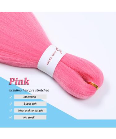 Pink Pre-Stretched 30 Inch Colored Braiding Hair Extensions - 3 Pack Soft Yaki Natural Hot Water Setting - Buy Online on GoSupps.com