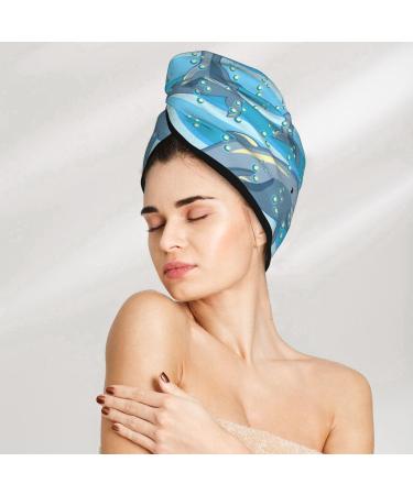 Premium Hair Towel Wrap - Quick Drying Towel Turban with Button | Best Hair Drying Solution (Dolphin - Buy Online on GoSupps.com