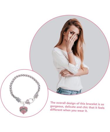VALICLUD 2pcs Heart Rhinestone Bracelet Delicate Heart Bracelet Crystal Bracelets Birthday Gift Bracelet for Couples Girls Gifts Graduation Supply Decor Zinc Alloy Heart-shaped Miss Jewelry 21.5X3X1CMx4pcs Pinkx4pcs - Buy Online on GoSupps.com