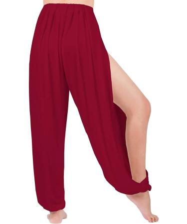 Lofbaz High Slit Yoga Harem Pants XL Dark Red - Women's Dance & Maternity Trousers - Buy Online on GoSupps.com