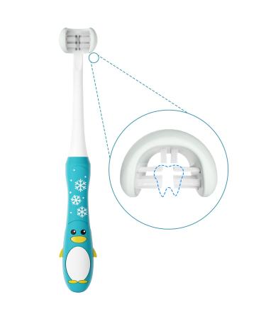 RAZOKO 3 Sided Toothbrush Kids Triple-Angle Training Toothbrush for Toddler Oral Care Great Angle Bristles Clean Each Tooth  Soft and Gentle