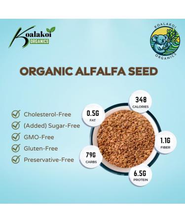 Koalakoi Organic Certified Alfalfa Seed (100g - 4.5kg) Easy to Sprout Super Nutritious Highly digestible Fibre Alfalfa | Premium Quality Non-GMO 100% Natural no Additives or Preservatives (100g) - Buy Online on GoSupps.com