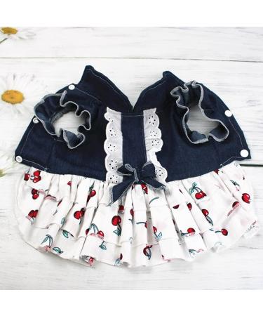 Barrageon Dogs Kneid Sweet Princess Rock Clothing - Summer Bowknot Outfit for Puppies & Cats | Blue Yellow Stripes | Medium Size (20 cm Back Length) - Buy Online on GoSupps.com