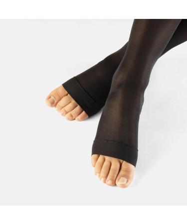 Calzitaly Open Toe Compression Stockings - Strong Gradual Support 18-22 mm/Hg | 140 Den | Made in Italy | Footless Stockings (Black L/XL 2 Pieces) - Buy Online on GoSupps.com