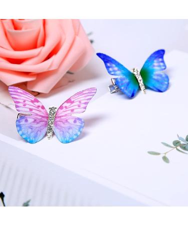 18 Pcs Colorful Butterfly Hair Clips - 90s Glitter Barrettes for Women, Girls, Teens - Small Realistic Hair Accessories - Blue Style - 1.9 x 1.4 Inch - Buy Online on GoSupps.com
