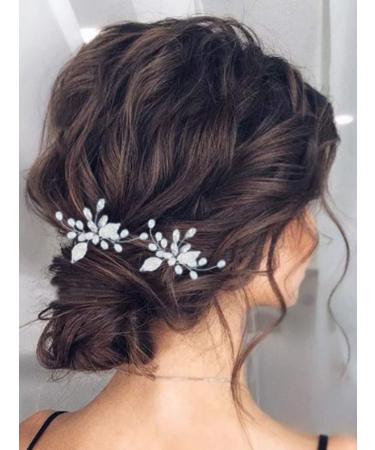 Heread Pearl Bride Wedding Hair Pins - Silver Crystal Bridal Hair Pieces for Women - Pack of 2 - Buy Online on GoSupps.com