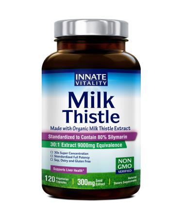 Organic Milk Thistle Extract  Standardized 80% Silymarin Flavonoids  30:1 Highest Concentration  9000mg Equivalent  300mg per Caps  120 Veggie Caps  Non-GMO  NO Gluten Dairy Soy  Support Liver Health