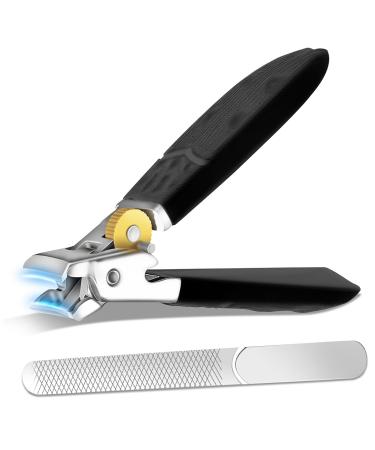 Nail Clippers Large Toe Nail Clippers for Thick Nails with Wide Jaw Opening Premium Stainless Steel Sharp Ultra Wide Jaw Toenail Clippers Heavy Duty Nail Cutter Father's Day Gifts for Men (Black)