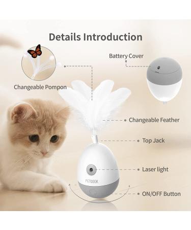 PETGEEK Laser Pointer Cat Toy - Interactive Kitten Toy with Bird Squeaky - Automatic Rotating Cat Laser Pointer - Indoor Cat Toys Gray - Buy Online on GoSupps.com