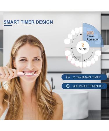 2 Pack Rechargeable Electric Toothbrushes for Adults and Kids - Sonic Whitening Tooth Brush with 8 Heads, 6 Modes, Smart Timer - Waterproof Cleaning Set (Pink Black) - Buy Online on GoSupps.com