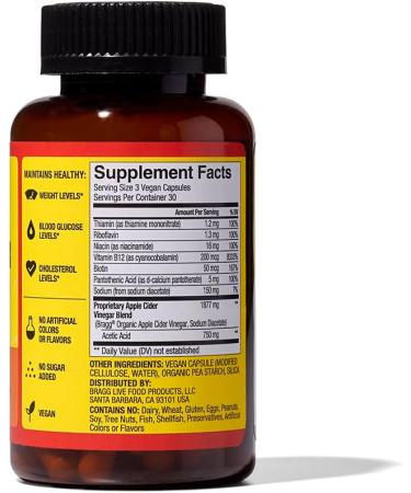 BRAGG Renew Apple Cider Vinegar Capsules with Phytoceramides Energy Apple Cider Vinegar Capsules with B Vitamins - Buy Online on GoSupps.com