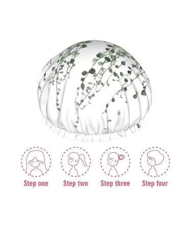 Green Plants Printed Waterproof Shower Cap for Women - Fits All Head Sizes and Hair Textures - Buy Online on GoSupps.com