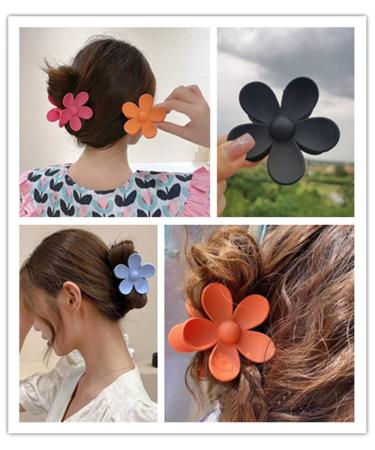 Matte Jelly Flower Hair Clips Set - 7 Pcs Colorful Nonslip Large Hair Claw for Women | Strong Hold Hair Clips for Thin Hair - Buy Online on GoSupps.com