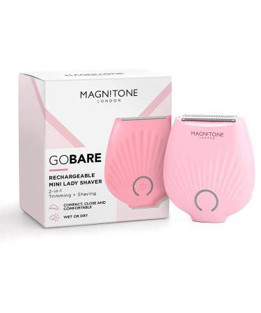 Magnitone GoBare! Rechargeable Waterproof Compact Mini Lady Shaver for Legs Underarms and Bikini Line (Pink)