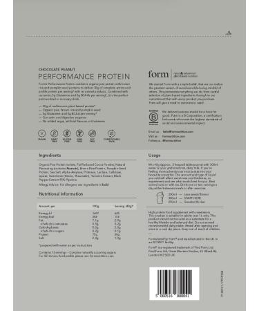 Form Performance Protein - Vegan Chocolate Peanut Protein Powder - 30g Plant Based Protein, BCAAs & Enzymes - Post Workout Recovery - 520g Pack - Buy Online on GoSupps.com