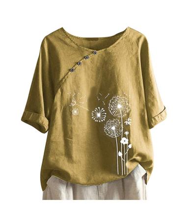 Ppanguding T-shirt women Summer Elegant Short sleeve Pustblum Pressure Lose Rundhals Blouse tops tops tunic tea shirt blouse shirt short sleeve tank top 3xl yellow