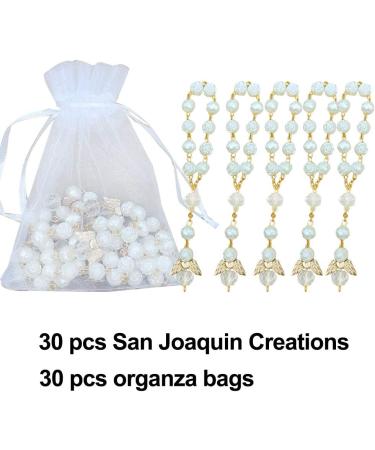 Awtilife 30 Pc Ivory Color Baptism Favors with Angels Mini Rosaries - Perfect for Christening & Baby Shower Gifts - Includes 30 Organza Gift Bags - Buy Online on GoSupps.com