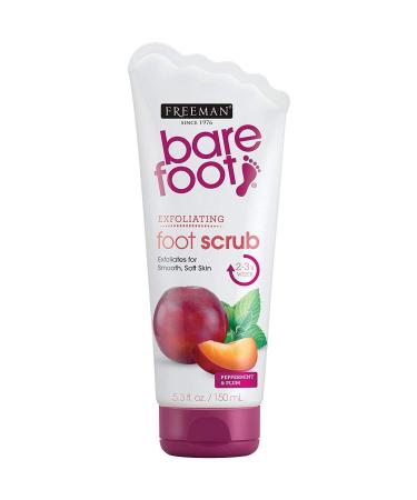 Freeman Bare Foot Exfoliating foot scrub Peppermint and Plum 5.3 oz( Packs of 2)