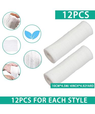 Gauze Bandage Rolls 10cm x 4.5m - Conforming Stretch Soft Gauze for Wound Dressing - 12 Rolls - Buy Online on GoSupps.com
