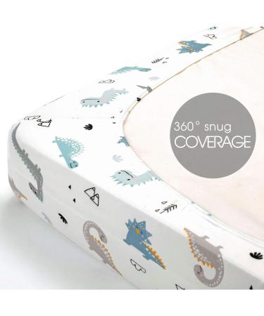 GRSSDER Stretchy Ultra Soft Jersey Knit Fitted Pack n Play Sheets Set 2 Pack  Portable/Mini Cribs Sheets  Happy Dinosaurs for Girls and Boys Blue - Buy Online on GoSupps.com