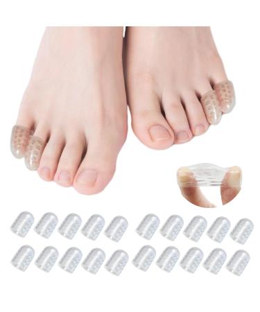 20PCS Silicone Anti-Friction Toe Protector Breathable Toe Protector Toe Cover Clear Silicone Toe Caps for Corns Blisters and Pain Relief