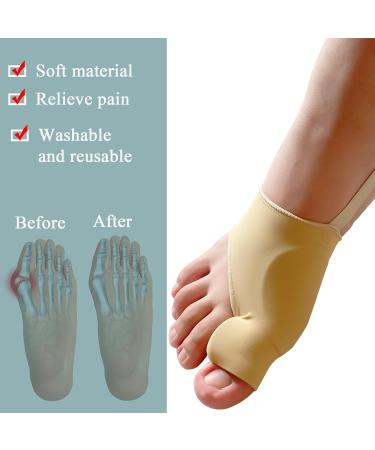Bunion Sleeve Corrector for Men & Women | Big Toe Straightener & Pain Relief Gel Pads | Hallux Valgus Cushions - Day/Night Use (Black & Beige - Buy Online on GoSupps.com