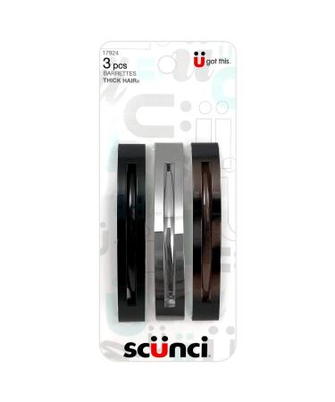 Scunci Thick Hair Open Slide Metal Barrettes 3-Pcs Per Pack (1-Pack)