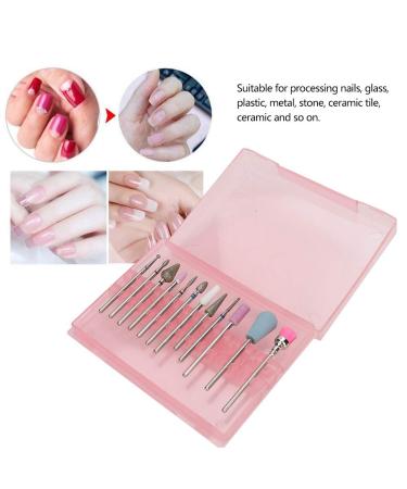12pcs Ceramic Nail Drill Bit Set - Electric File Grinding Heads in Pink Box | Perfect for Manicure & Pedicure - Buy Online on GoSupps.com