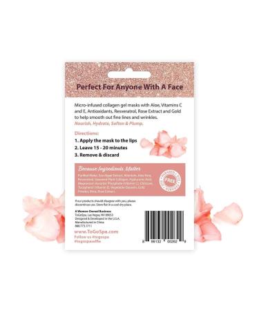 ToGoSpa Rose Gold LIPS | Hydrating Anti-Aging Lip Masks with Hyaluronic Acid & Vitamins C&E - 3 Pack - Buy Online on GoSupps.com