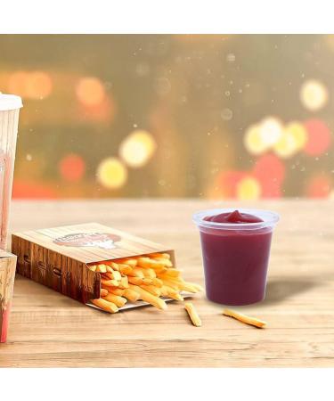 PartyMars 1 oz Disposable Dipping Sauce Cups with Lids - 100 Count Pack - Mini Plastic Portion Containers for Condiments, Jello Shots, and Souffles - Buy Online on GoSupps.com