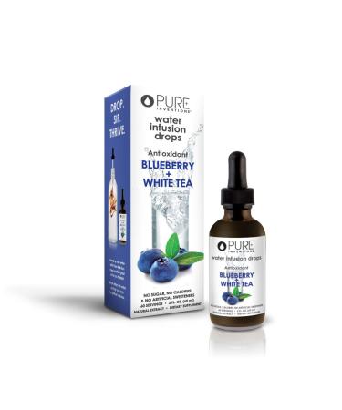Pure Inventions Blueberry & White Tea - Water Infusion Drops - No Sugar Calories or Artificial Sweeteners - 60 Servings - 2oz Blueberry White Tea