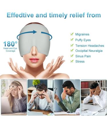 ACWOO Migraine Relief Cap - Reusable Hot Cold Therapy Head Wrap for Chronic Migraine & Headache Relief - Grey - Buy Online on GoSupps.com