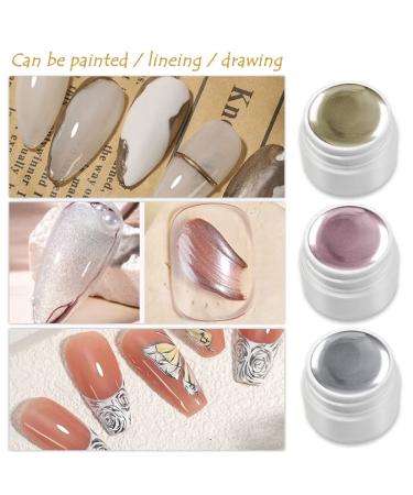 Metallic UV Gel Nail Polish Set - Golden, Silver, Rose Golden | 3D Nail Art Creative Elastic Paint | Soak Off, DIY Manicure Salon Varnish - Buy Online on GoSupps.com