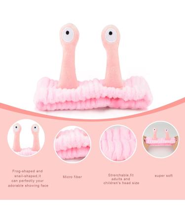 Snail Spa Headband Facial Makeup Head Band Cute Cartoon Face Wash Hair Bands Makeup Headbands Coral Fleece Elastic Head Wraps for Women Girls Beauty Skincare (Pink) - Buy Online on GoSupps.com