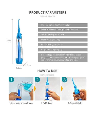 Affordable Non-Electric Portable Water Flosser | Cordless Oral Irrigator for Home & Travel - Simple Operation in Blue - Buy Online on GoSupps.com