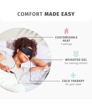 HoMedics Gel Eye Mask for Headache and Migraine Pain Relief | Cold Therapy, 3 Heat Settings, Auto-Off Timer | Weighted for Comfort | Adjustable Size | Black - Buy Online on GoSupps.com