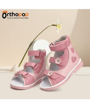 Girls' Orthopedic Sandals with Love Heart Pattern - Corrective High-Top AFO Shoes for Arch and Ankle Support | Size 5 Toddler - Buy Online on GoSupps.com