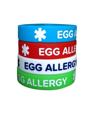 IDmed Medical Alert Silicone Bracelets 7.1 inches for Kids Teens Food Allergy Asthma Autism ICE Wristband Egg Allergy